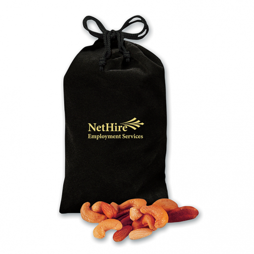 Deluxe Mixed Nuts in Black Velour Gift Bag
