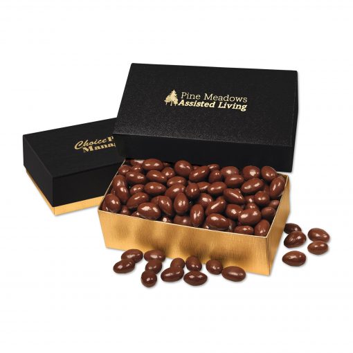 Chocolate Covered Almonds in Black & Gold Gift Box
