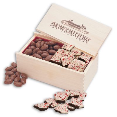 Peppermint Bark & Chocolate Almonds in Wooden Collector's Box