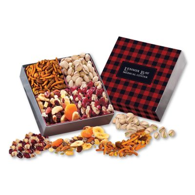 Gift Box with Gourmet Treats with Plaid Sleeve