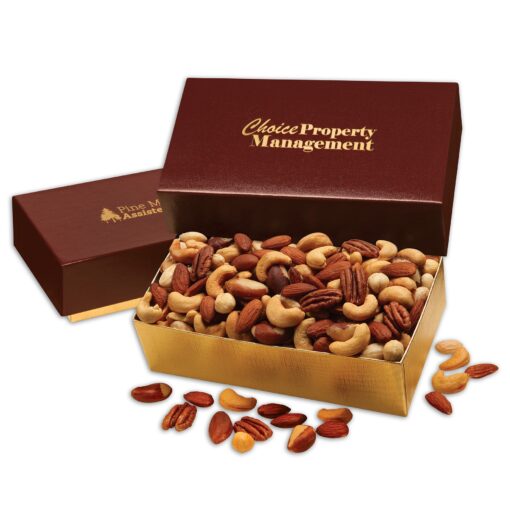 Deluxe Mixed Nuts in Burgundy & Gold Gift Box