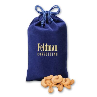 Extra Fancy Cashews in Blue Velour Gift Bag