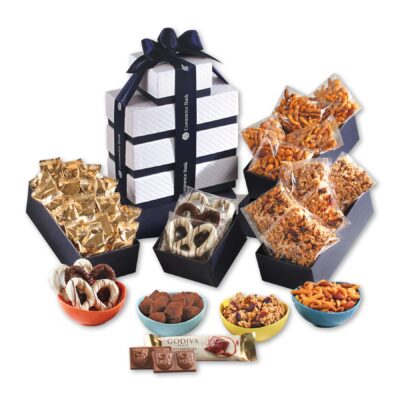 Navy Pillow Top Individually-Wrapped Tower of Snacks