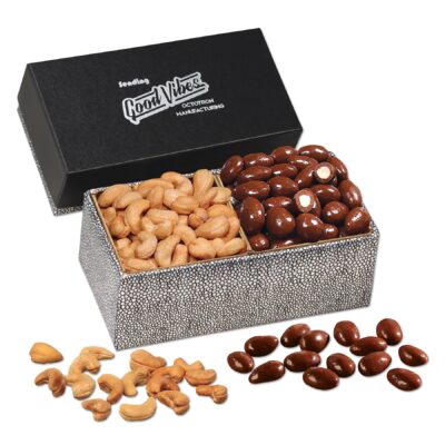 Chocolate Almonds & Cashews in Black & Silver Gift Box