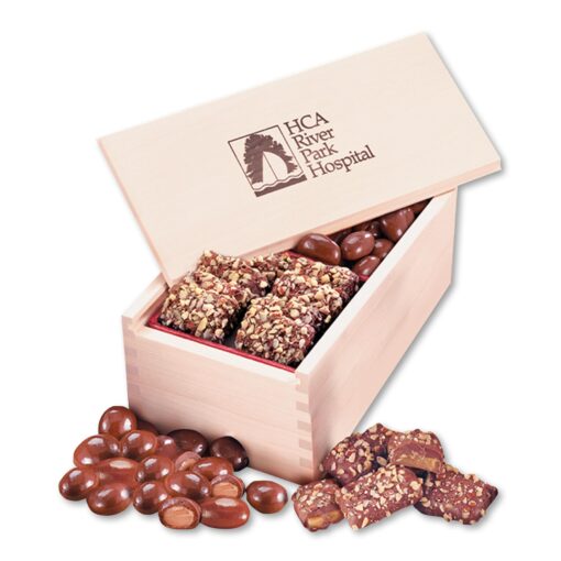English Butter Toffee & Chocolate Covered Almonds in Wooden Collector's Box