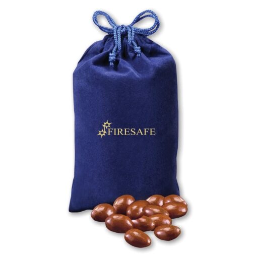Blue Velour Gift Bag w/Chocolate Covered Almonds