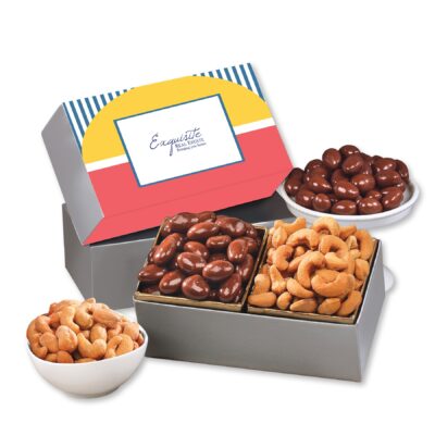 Full Color Gift Box w/Chocolate Covered Almonds & Fancy Cashews