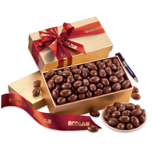 Gold Gift Box w/Chocolate Covered Almonds