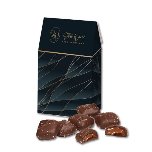 Navy & Gold Gable Top Gift Box w/Chocolate Sea Salt Caramels