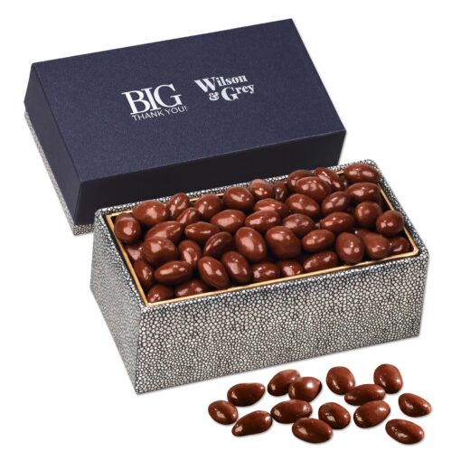 Navy & Silver Gift Box w/Chocolate Covered Almonds