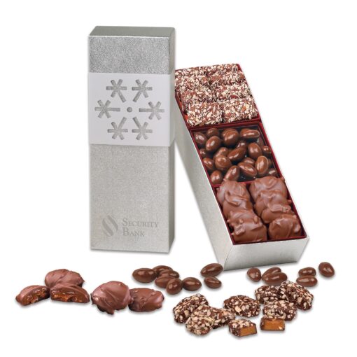 Silver Snowflake Trio Gift Box w/English Butter Toffee