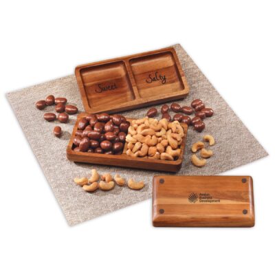 Acacia Tray w/Chocolate Almonds & Cashews-1