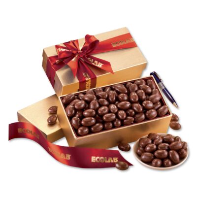 Gold Gift Box w/Chocolate Covered Almonds-1