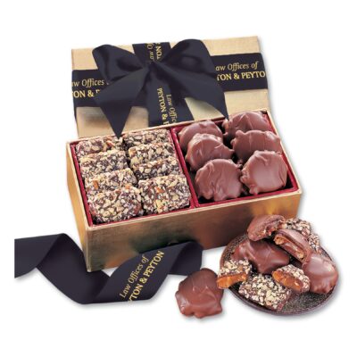 Gold Gift Box w/Toffee & Turtles-1