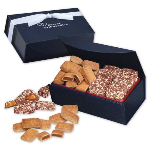 Navy Magnetic Closure Box w/Cinnamon Churro Toffee & English Butter Toffee-1