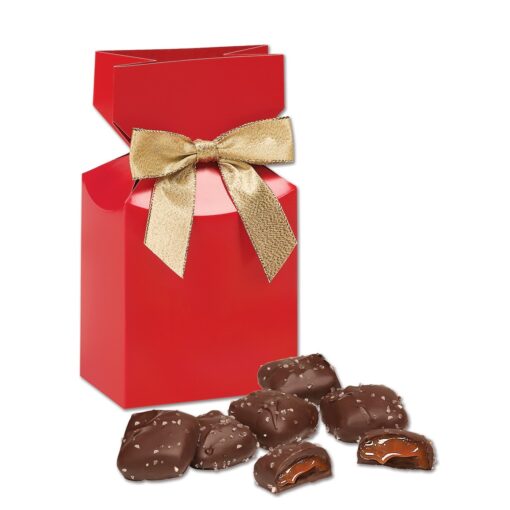 Red Gift Box w/Chocolate Sea Salt Caramels-2