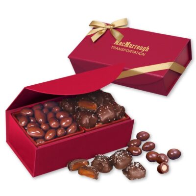 Red Magnetic Box w/Chocolate Almonds & Sea Salt Caramels-1