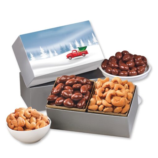 Red Truck Gift Box w/Chocolate Covered Almonds & Fancy Cashews-2