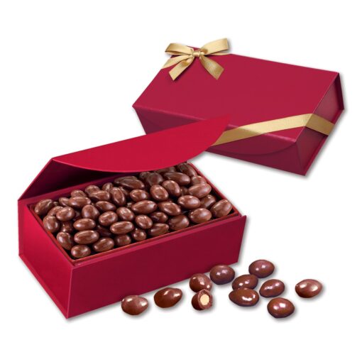 Scarlet Magnetic Closure Box w/Chocolate Covered Almonds-2