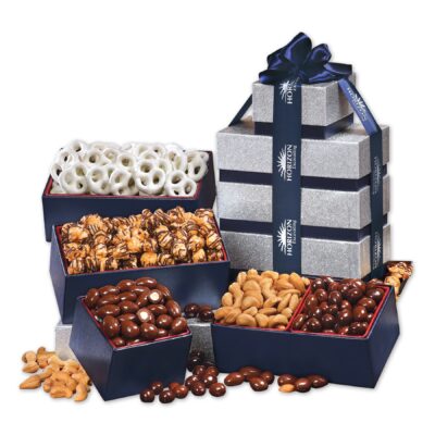 Silver & Navy Tower of Treats-1