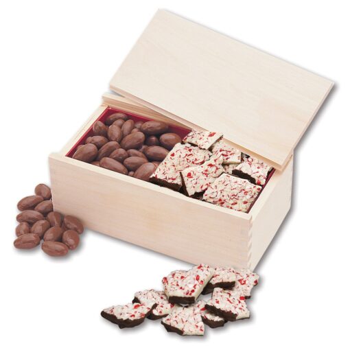 Wooden Collector's Box w/Peppermint Bark & Chocolate Almonds-2