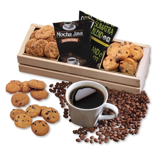 Wooden Crate w/Dunkable Delights Coffee & Cookies-2
