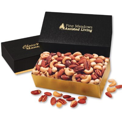 Black & Gold Gift Box w/Deluxe Mixed Nuts-1