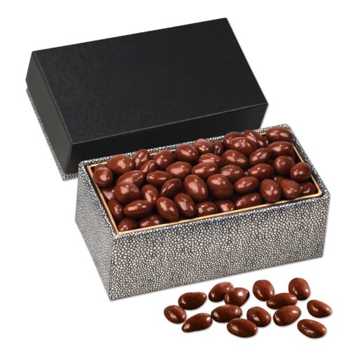 Black & Silver Gift Box w/Chocolate Covered Almonds-2