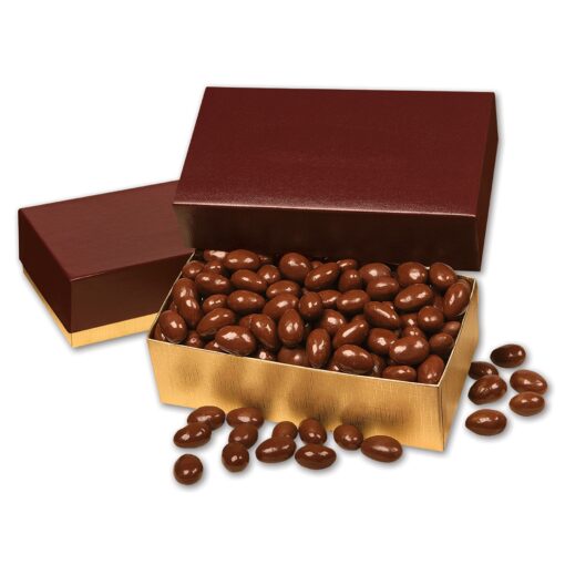 Chocolate Covered Almonds in Burgundy & Gold Gift Box-2