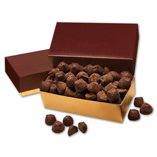 Cocoa Dusted Truffles in Burgundy & Gold Gift Box-2