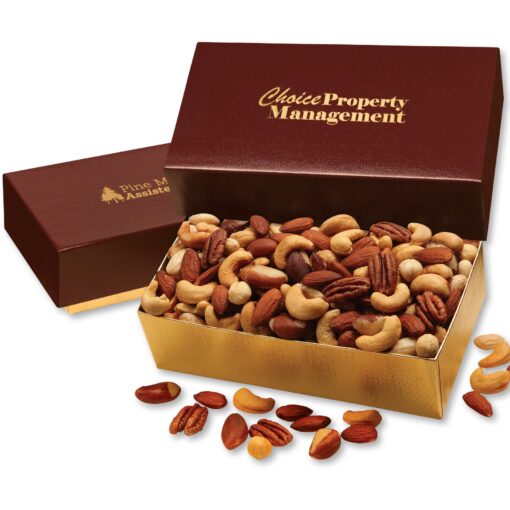 Deluxe Mixed Nuts in Burgundy & Gold Gift Box-1
