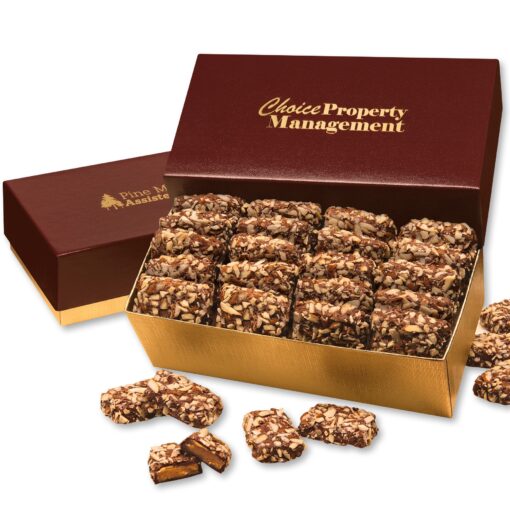English Butter Toffee in Burgundy & Gold Gift Box-1