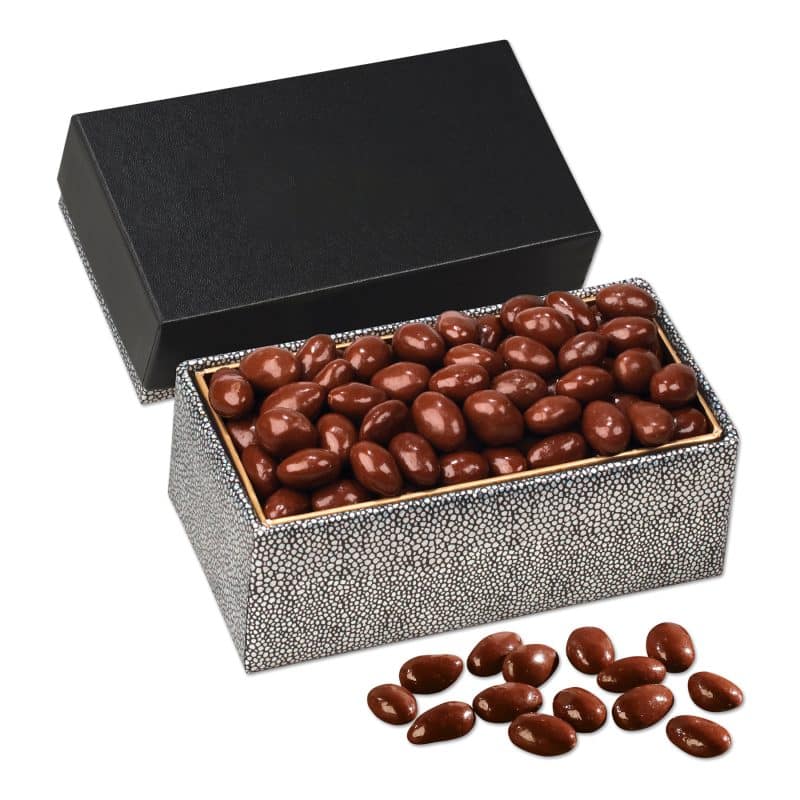 Custom Black & Silver Gift Box w/Chocolate Covered Almonds - 1