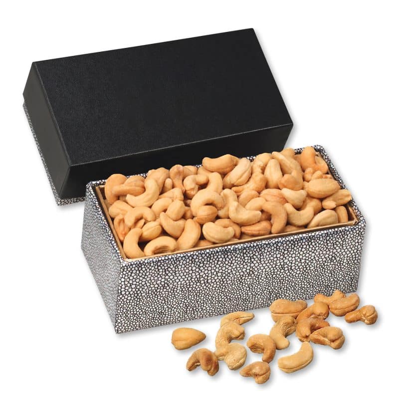 Custom Black & Silver Gift Box w/Fancy Cashews - 1