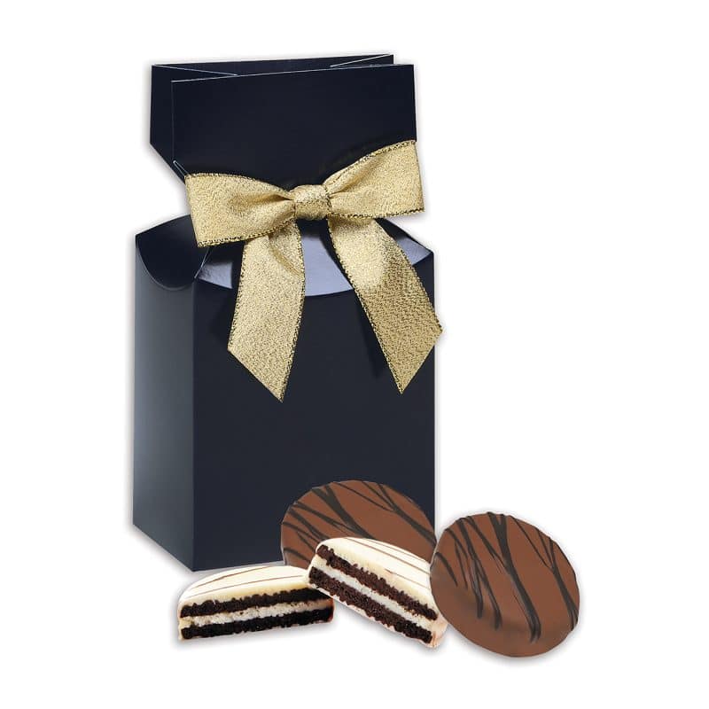 Custom Navy Blue Gift Box w/Chocolate Covered Oreo® Cookies - 1
