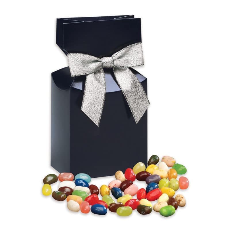 Custom Navy Blue Gift Box w/Jelly Belly® Jelly Beans - 1