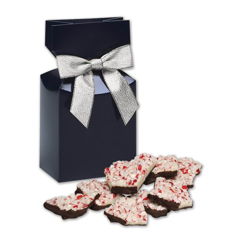 Custom Navy Blue Gift Box w/Peppermint Bark - 1