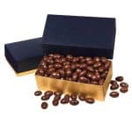 Custom Navy & Gold Gift Box w/Chocolate Covered Almonds - 1