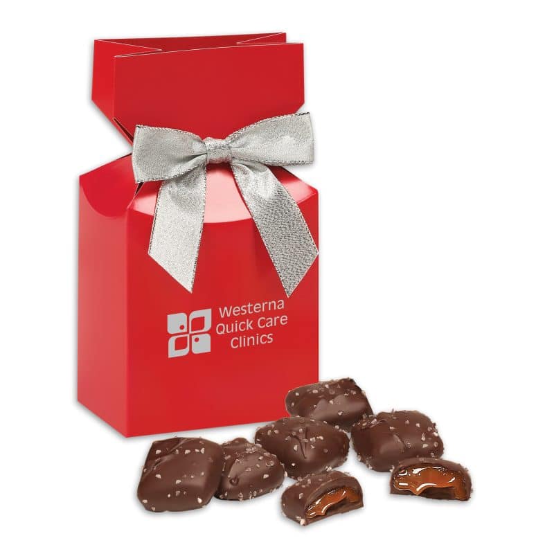 Custom Red Gift Box w/Chocolate Sea Salt Caramels - 2
