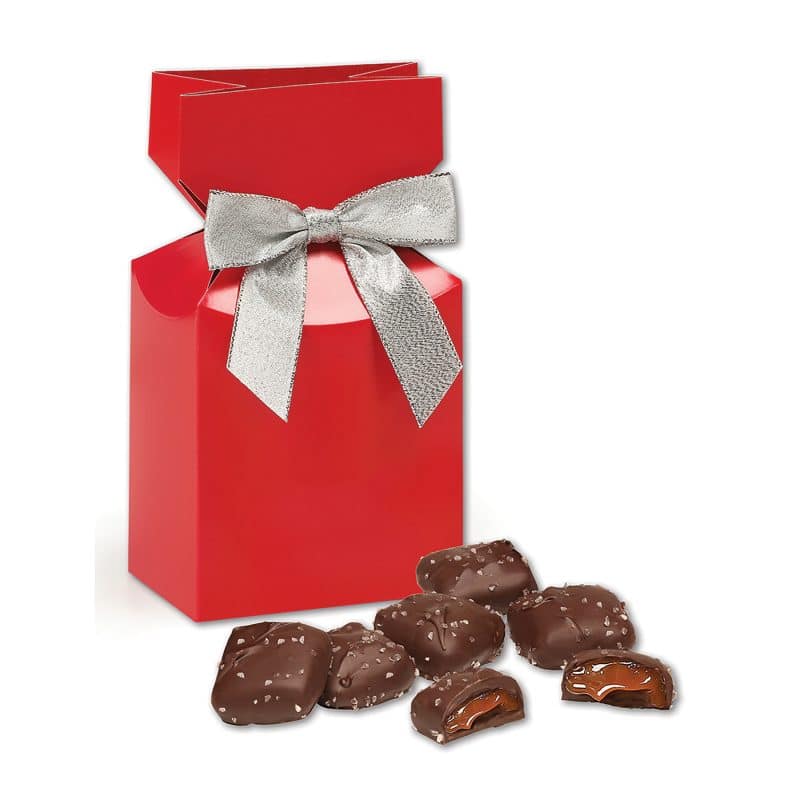 Custom Red Gift Box w/Chocolate Sea Salt Caramels - 3