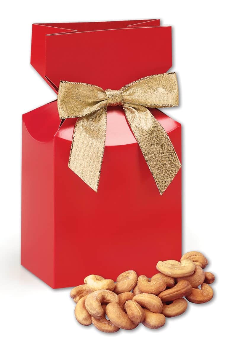 Custom Red Gift Box w/Extra Fancy Cashews - 1