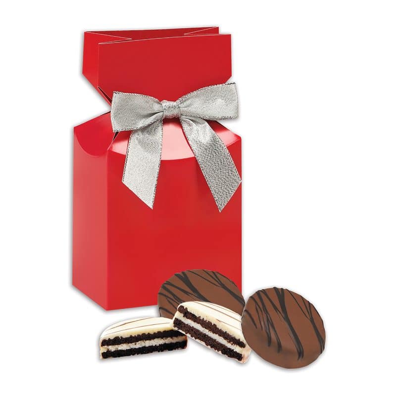 Custom Red Premium Delights Gift Box w/Chocolate Covered Oreo® Cookies - 1