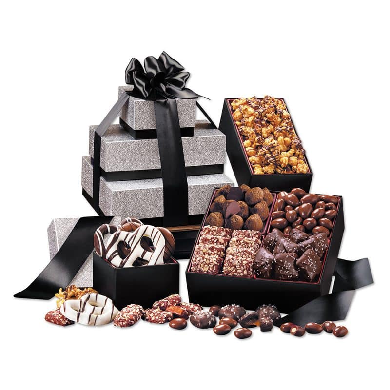Custom Silver & Black Tower of Sweets - 1