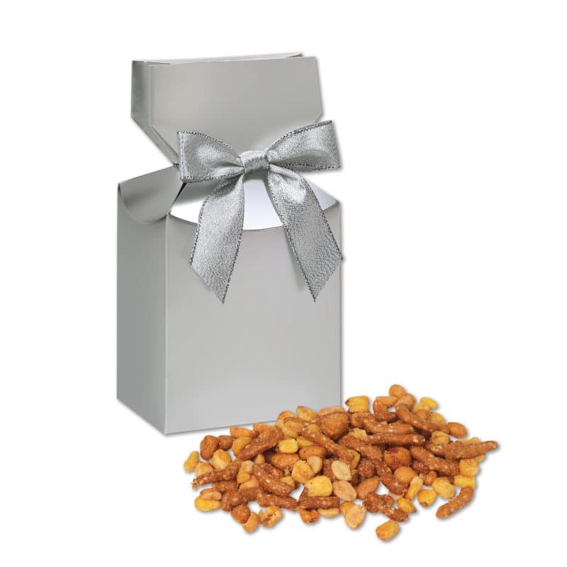 Custom Silver Premium Delights Gift Box w/Sweet & Salty Mix - 1