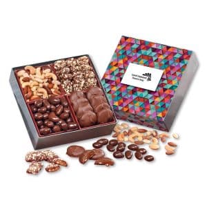 Custom Gourmet Holiday Gift Box with Triangles Sleeve