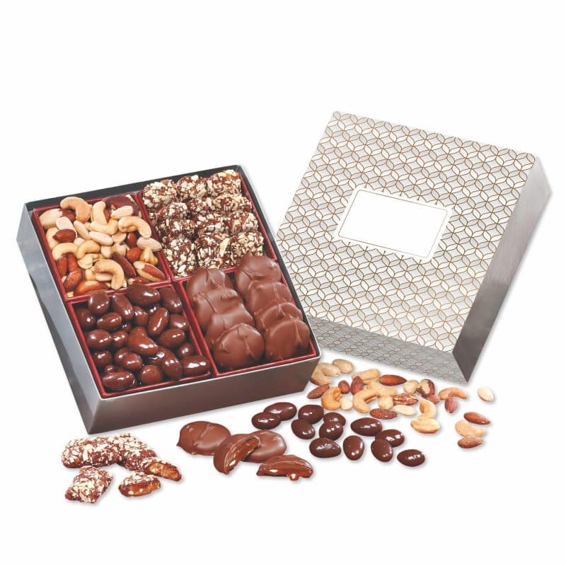 Custom Silver & Gold Geometric Gift Box w/Gourmet Treats - 1