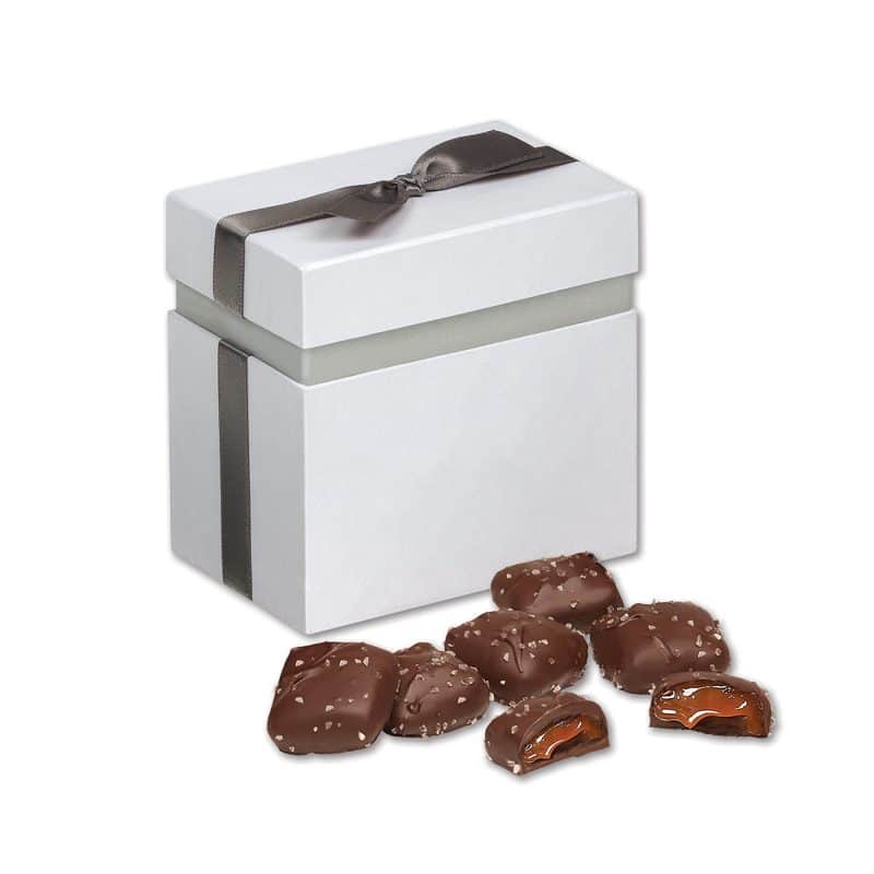 Custom Elegant Treats Gift Box w/Chocolate Sea Salt Caramels - 1