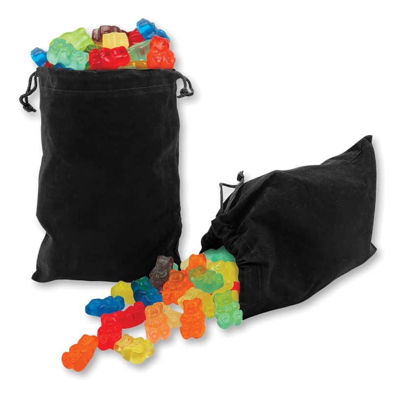 Custom Gummi Bears in Black Velour Gift Bag - 1