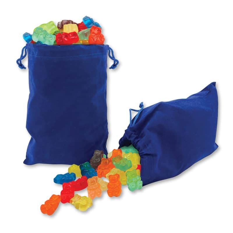 Custom Gummi Bears in Blue Velour Gift Bag - 1