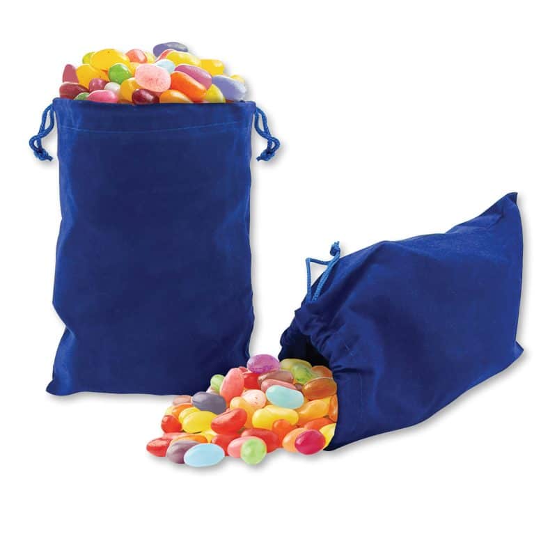 Custom Jelly Belly® Jelly Beans in Blue Velour Gift Bag - 1